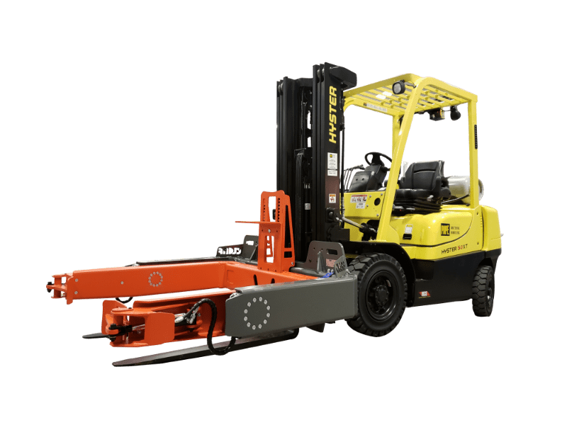 Clerf Forward Bin Dumper on Hyster Forklift