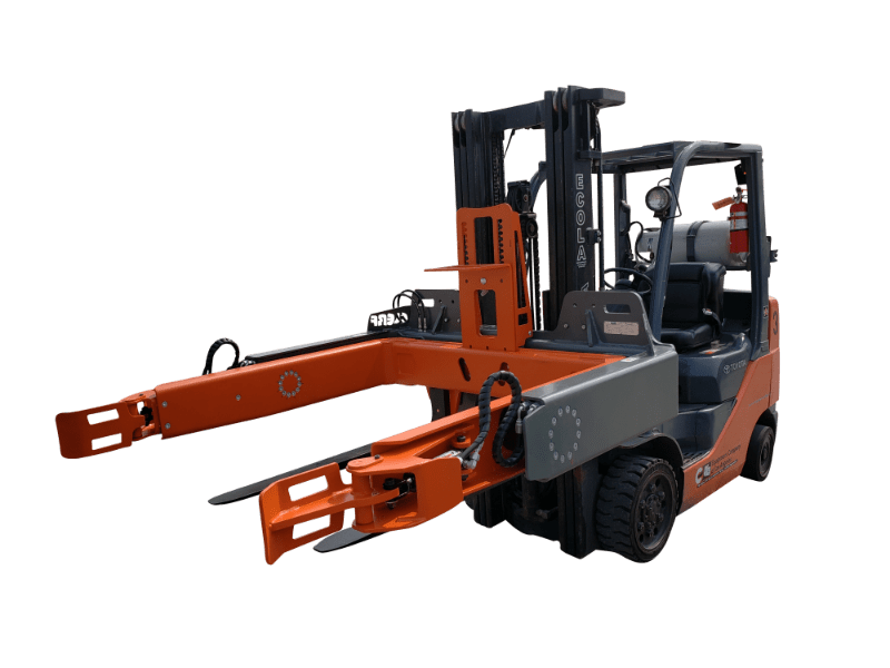 Clerf Forward Bin Dumper on Toyota Forklift